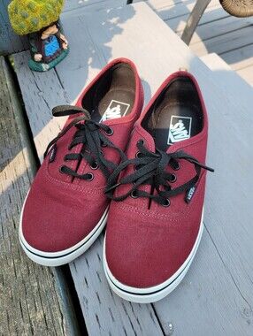 Vans Burgundy and Black Canvas Lace-Up Sneakers